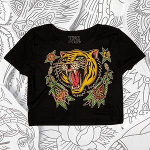TAKE TO THE GRAVE Tiger Crop Top M/L